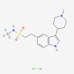 molecular formula C17H26ClN3O2S B10799933 2-[3-(1-methylpiperidin-4-yl)-1H-indol-5-yl]-N-(trideuteriomethyl)ethanesulfonamide;hydrochloride 