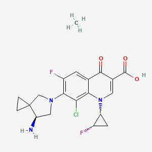 molecular formula C20H22ClF2N3O3 B10799939 7-[(7S)-7-amino-5-azaspiro[2.4]heptan-5-yl]-8-chloro-6-fluoro-1-[(1R,2S)-2-fluorocyclopropyl]-4-oxoquinoline-3-carboxylic acid;methane 