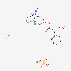 molecular formula C18H29NO7S B10799954 methane;[(1S,5R)-8-methyl-8-azabicyclo[3.2.1]octan-3-yl] 3-hydroxy-2-phenylpropanoate;sulfuric acid 