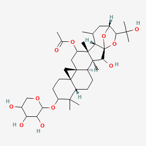 molecular formula C37H58O11 B10799957 (1S,2R,3S,4R,7R,9S,12R,14R,16R,17R,18R,19R,21R,22S)-2-hydroxy-22-(2-hydroxypropan-2-yl)-3,8,8,17,19-pentamethyl-9-{[(2S,3R,4S,5S)-3,4,5-trihydroxyoxan-2-yl]oxy}-23,24-dioxaheptacyclo[19.2.1.0(1),(1).0(3),(1).0,(1).0,(1)(2).0(1)(2),(1)]tetracosan-16-yl acetate 