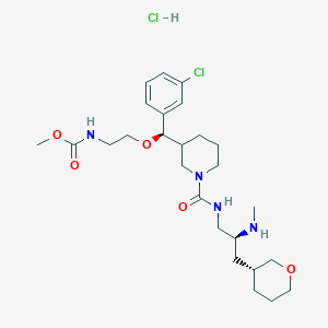 methyl N-[2-[(R)-(3-chlorophenyl)-[1-[[(2S)-2-(methylamino)-3-[(3R)-oxan-3-yl]propyl]carbamoyl]piperidin-3-yl]methoxy]ethyl]carbamate;hydrochloride