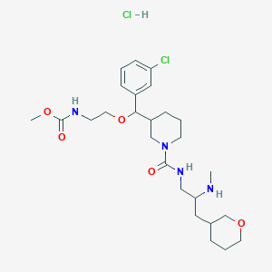 methyl N-[2-[(3-chlorophenyl)-[1-[[2-(methylamino)-3-(oxan-3-yl)propyl]carbamoyl]piperidin-3-yl]methoxy]ethyl]carbamate;hydrochloride