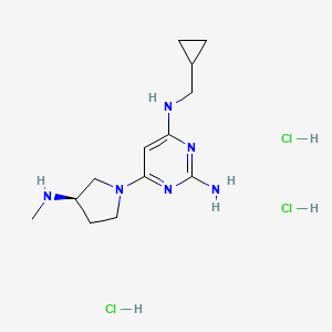 molecular formula C13H25Cl3N6 B10800071 4-N-(cyclopropylmethyl)-6-[(3R)-3-(methylamino)pyrrolidin-1-yl]pyrimidine-2,4-diamine;trihydrochloride 