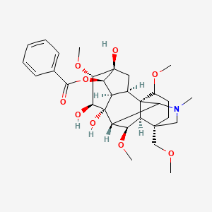 molecular formula C31H43NO9 B10800076 [(1S,2R,3R,4R,5S,6S,7S,8R,9R,13S,17R,18R)-5,7,8-trihydroxy-6,16,18-trimethoxy-13-(methoxymethyl)-11-methyl-11-azahexacyclo[7.7.2.12,5.01,10.03,8.013,17]nonadecan-4-yl] benzoate 