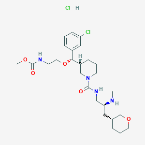 methyl N-[2-[(S)-(3-chlorophenyl)-[(3R)-1-[[(2S)-2-(methylamino)-3-[(3R)-oxan-3-yl]propyl]carbamoyl]piperidin-3-yl]methoxy]ethyl]carbamate;hydrochloride