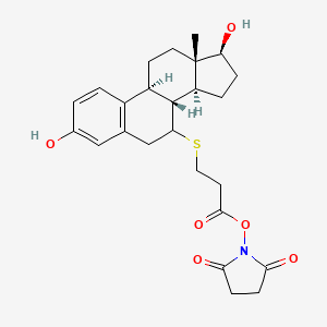 molecular formula C25H31NO6S B10800119 (2,5-dioxopyrrolidin-1-yl) 3-[[(8R,9S,13S,14S,17S)-3,17-dihydroxy-13-methyl-6,7,8,9,11,12,14,15,16,17-decahydrocyclopenta[a]phenanthren-7-yl]sulfanyl]propanoate 