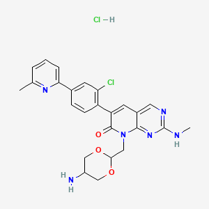 8-[(5-amino-1,3-dioxan-2-yl)methyl]-6-[2-chloro-4-(6-methylpyridin-2-yl)phenyl]-2-(methylamino)pyrido[2,3-d]pyrimidin-7-one;hydrochloride