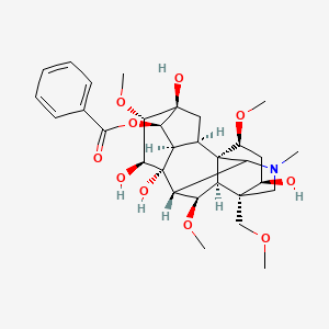 molecular formula C31H43NO10 B10800135 [(1S,2R,3R,4R,5S,6S,7S,8R,9R,13R,14R,16S,17S,18R)-5,7,8,14-tetrahydroxy-6,16,18-trimethoxy-13-(methoxymethyl)-11-methyl-11-azahexacyclo[7.7.2.12,5.01,10.03,8.013,17]nonadecan-4-yl] benzoate 