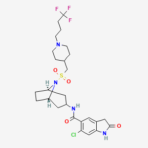 6-chloro-2-oxo-N-((1R,3r,5S)-8-(((1-(4,4,4-trifluorobutyl)piperidin-4-yl)methyl)sulfonyl)-8-azabicyclo[3.2.1]octan-3-yl)indoline-5-carboxamide