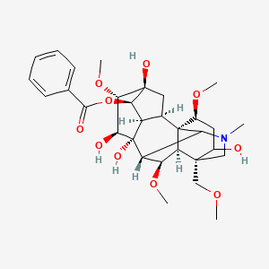 molecular formula C31H43NO10 B10800253 [(1S,2R,3R,4R,5S,6S,7S,8R,9R,13R,16S,17S,18R)-5,7,8,14-tetrahydroxy-6,16,18-trimethoxy-13-(methoxymethyl)-11-methyl-11-azahexacyclo[7.7.2.12,5.01,10.03,8.013,17]nonadecan-4-yl] benzoate 