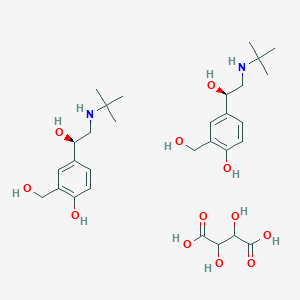 molecular formula C30H48N2O12 B10800270 4-[(1R)-2-(tert-butylamino)-1-hydroxyethyl]-2-(hydroxymethyl)phenol;2,3-dihydroxybutanedioic acid 