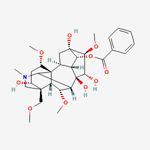 molecular formula C31H43NO10 B10800276 [(1S,2S,3R,4R,5S,6S,7S,8R,9S,13R,14R,16S,17S,18R)-5,7,8,14-tetrahydroxy-6,16,18-trimethoxy-13-(methoxymethyl)-11-methyl-11-azahexacyclo[7.7.2.12,5.01,10.03,8.013,17]nonadecan-4-yl] benzoate 