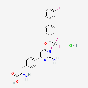 (2S)-2-amino-3-[4-[2-amino-6-[2,2,2-trifluoro-1-[4-(3-fluorophenyl)phenyl]ethoxy]pyrimidin-4-yl]phenyl]propanoic acid;hydrochloride