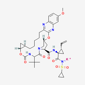 molecular formula C38H49KN6O9S B10800396 potassium;[(1R,2S)-1-[[(1R,18R,20R,27S)-24-tert-butyl-7-methoxy-22,25-dioxo-2,21-dioxa-4,11,23,26-tetrazapentacyclo[24.2.1.03,12.05,10.018,20]nonacosa-3,5(10),6,8,11-pentaene-27-carbonyl]amino]-2-ethenylcyclopropanecarbonyl]-cyclopropylsulfonylazanide 