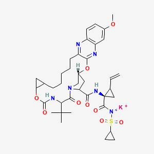 potassium [(1R,2S)-1-[(1R,18R,20R,24S,27S)-24-tert-butyl-7-methoxy-22,25-dioxo-2,21-dioxa-4,11,23,26-tetraazapentacyclo[24.2.1.0(3),(1)(2).0,(1).0(1),(2)]nonacosa-3,5,7,9,11-pentaene-27-amido]-2-ethenylcyclopropanecarbonyl](cyclopropanesulfonyl)azanide