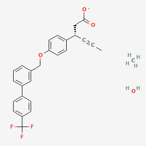 methane;(3S)-3-[4-[[3-[4-(trifluoromethyl)phenyl]phenyl]methoxy]phenyl]hex-4-ynoate;hydrate