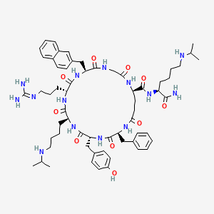 molecular formula C62H88N14O10 B10800516 (2S,5R,8S,11R,14S,20R)-N-[(2S)-1-amino-1-oxo-6-(propan-2-ylamino)hexan-2-yl]-2-benzyl-11-[3-(diaminomethylideneamino)propyl]-5-[(4-hydroxyphenyl)methyl]-14-(naphthalen-2-ylmethyl)-3,6,9,12,15,18,23-heptaoxo-8-[4-(propan-2-ylamino)butyl]-1,4,7,10,13,16,19-heptazacyclotricosane-20-carboxamide 