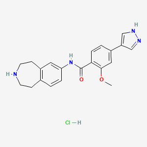 molecular formula C21H23ClN4O2 B10800530 2-methoxy-4-(1H-pyrazol-4-yl)-N-(2,3,4,5-tetrahydro-1H-3-benzazepin-7-yl)benzamide;hydrochloride 