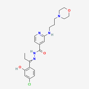 molecular formula C22H28ClN5O3 B10800540 N-[1-(4-chloro-2-hydroxyphenyl)propylideneamino]-2-(3-morpholin-4-ylpropylamino)pyridine-4-carboxamide 