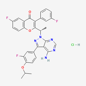 2-[(1S)-1-[4-amino-3-(3-fluoro-4-propan-2-yloxyphenyl)pyrazolo[3,4-d]pyrimidin-1-yl]ethyl]-6-fluoro-3-(3-fluorophenyl)chromen-4-one;hydrochloride