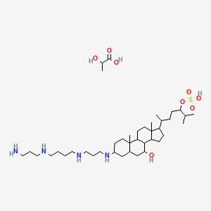 molecular formula C40H78N4O8S B10800562 [6-[3-[3-[4-(3-aminopropylamino)butylamino]propylamino]-7-hydroxy-10,13-dimethyl-2,3,4,5,6,7,8,9,11,12,14,15,16,17-tetradecahydro-1H-cyclopenta[a]phenanthren-17-yl]-2-methylheptan-3-yl] hydrogen sulfate;2-hydroxypropanoic acid 