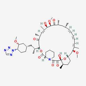 molecular formula C52H79N5O12 B10800617 (1R,9S,12S,15R,16E,18R,19R,21R,23S,24Z,26Z,28Z,30S,32S,35R)-1,18-dihydroxy-19,30-dimethoxy-12-[(2R)-1-[(1S,3R,4S)-3-methoxy-4-(tetrazol-2-yl)cyclohexyl]propan-2-yl]-15,17,21,23,29,35-hexamethyl-11,36-dioxa-4-azatricyclo[30.3.1.04,9]hexatriaconta-16,24,26,28-tetraene-2,3,10,14,20-pentone 