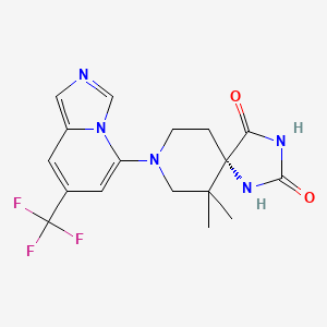 molecular formula C17H18F3N5O2 B10800670 (5S)-6,6-dimethyl-8-[7-(trifluoromethyl)imidazo[1,5-a]pyridin-5-yl]-1,3,8-triazaspiro[4.5]decane-2,4-dione 