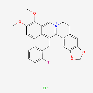 molecular formula C27H23ClFNO4 B10800736 21-[(2-Fluorophenyl)methyl]-16,17-dimethoxy-5,7-dioxa-13-azoniapentacyclo[11.8.0.02,10.04,8.015,20]henicosa-1(13),2,4(8),9,14,16,18,20-octaene;chloride 