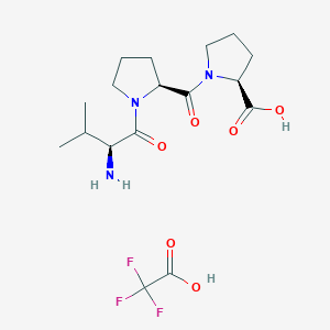 molecular formula C17H26F3N3O6 B10800741 (2S)-1-[(2S)-1-[(2S)-2-amino-3-methylbutanoyl]pyrrolidine-2-carbonyl]pyrrolidine-2-carboxylic acid;2,2,2-trifluoroacetic acid 