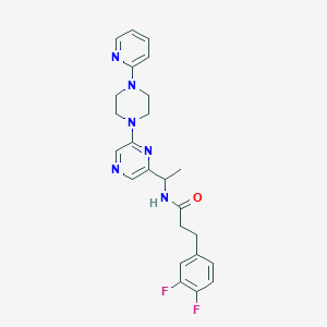 molecular formula C24H26F2N6O B10800759 3-(3,4-Difluorophenyl)-N-(1-(6-(4-(pyridin-2-YL)piperazin-1-YL)pyrazin-2-YL)ethyl)propanamide 