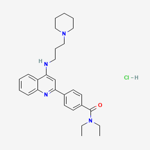 molecular formula C28H37ClN4O B10800772 N,N-diethyl-4-[4-(3-piperidin-1-ylpropylamino)quinolin-2-yl]benzamide;hydrochloride 