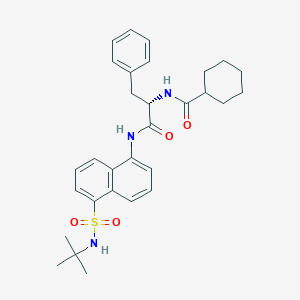 molecular formula C30H37N3O4S B10800839 N-[(2S)-1-[[5-(tert-butylsulfamoyl)naphthalen-1-yl]amino]-1-oxo-3-phenylpropan-2-yl]cyclohexanecarboxamide 