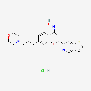 (NZ)-N-[7-(3-morpholin-4-ylpropyl)-2-thieno[3,2-c]pyridin-6-ylchromen-4-ylidene]hydroxylamine;hydrochloride