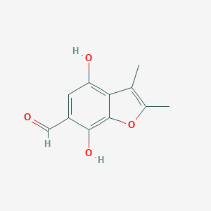 molecular formula C11H10O4 B010801 6-Benzofuraldehyde, 4,7-dihydroxy-2,3-dimethyl- CAS No. 19665-71-5