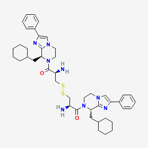 molecular formula C44H58N8O2S2 B10801010 (2R)-2-amino-3-[[(2R)-2-amino-3-[(8S)-8-(cyclohexylmethyl)-2-phenyl-6,8-dihydro-5H-imidazo[1,2-a]pyrazin-7-yl]-3-oxopropyl]disulfanyl]-1-[(8S)-8-(cyclohexylmethyl)-2-phenyl-6,8-dihydro-5H-imidazo[1,2-a]pyrazin-7-yl]propan-1-one 