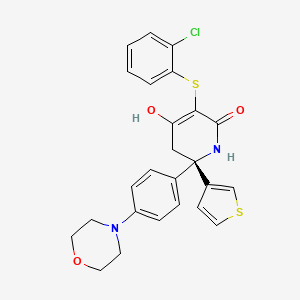 molecular formula C25H23ClN2O3S2 B10801051 (2S)-5-(2-chlorophenyl)sulfanyl-4-hydroxy-2-(4-morpholin-4-ylphenyl)-2-thiophen-3-yl-1,3-dihydropyridin-6-one 