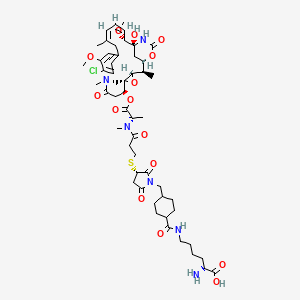 molecular formula C53H75ClN6O15S B10801088 (2S)-2-amino-6-[[4-[[(3S)-3-[3-[[(2S)-1-[[(1S,2R,3S,5S,6S,16Z,18Z,20R,21S)-11-chloro-21-hydroxy-12,20-dimethoxy-2,5,9,16-tetramethyl-8,23-dioxo-4,24-dioxa-9,22-diazatetracyclo[19.3.1.110,14.03,5]hexacosa-10,12,14(26),16,18-pentaen-6-yl]oxy]-1-oxopropan-2-yl]-methylamino]-3-oxopropyl]sulfanyl-2,5-dioxopyrrolidin-1-yl]methyl]cyclohexanecarbonyl]amino]hexanoic acid 