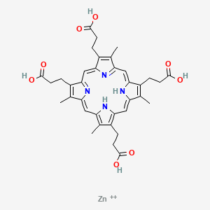 zinc;3-[7,13,17-tris(2-carboxyethyl)-3,8,12,18-tetramethyl-21,22-dihydroporphyrin-2-yl]propanoic acid