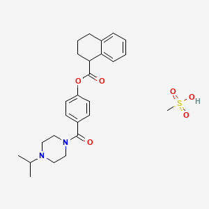 molecular formula C26H34N2O6S B10801180 1-Naphthalenecarboxylic acid, 1,2,3,4-tetrahydro-, 4-((4-(1-methylethyl)-1-piperazinyl)carbonyl)phenyl ester, monomethanesulfonate CAS No. 89703-10-6