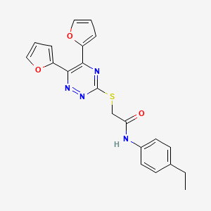 molecular formula C21H18N4O3S B10801201 2-{[5,6-Bis(furan-2-YL)-1,2,4-triazin-3-YL]sulfanyl}-N-(4-ethylphenyl)acetamide 