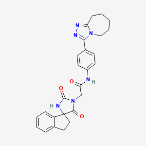 molecular formula C26H26N6O3 B10801276 2-(2,5-Dioxo-2',3'-dihydrospiro[imidazolidine-4,1'-inden]-1-yl)-N-(4-(6,7,8,9-tetrahydro-5H-[1,2,4]triazolo[4,3-a]azepin-3-yl)phenyl)acetamide 