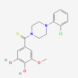 molecular formula C18H19ClN2O3S B10801286 (4Z)-4-[[4-(2-chlorophenyl)piperazin-1-yl]-sulfanylmethylidene]-2-hydroxy-6-methoxycyclohexa-2,5-dien-1-one 