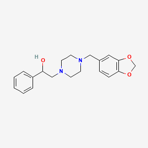 molecular formula C20H24N2O3 B10801320 2-(4-(Benzo[d][1,3]dioxol-5-ylmethyl)piperazin-1-yl)-1-phenylethan-1-ol 