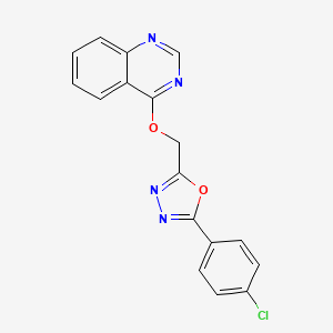 molecular formula C17H11ClN4O2 B10801389 2-(4-Chlorophenyl)-5-(quinazolin-4-yloxymethyl)-1,3,4-oxadiazole CAS No. 793722-88-0