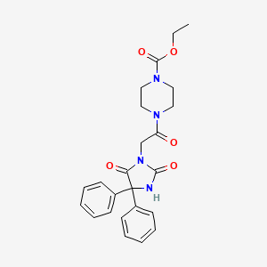 4-((2,5-Dioxo-4,4-diphenylimidazolidin-1-yl)acetyl)-1-piperazinecarboxylic acid ethyl ester