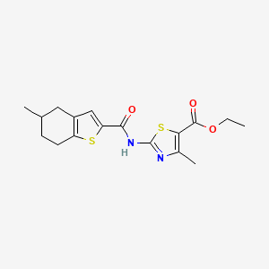 molecular formula C17H20N2O3S2 B10801395 Ethyl 4-methyl-2-[(5-methyl-4,5,6,7-tetrahydro-1-benzothiophene-2-carbonyl)amino]-1,3-thiazole-5-carboxylate 