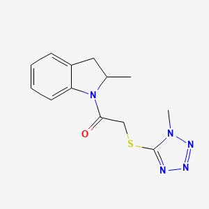 molecular formula C13H15N5OS B10801437 1-(2-methyl-2,3-dihydro-1H-indol-1-yl)-2-[(1-methyl-1H-tetrazol-5-yl)sulfanyl]ethanone 