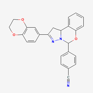 4-[2-(2,3-Dihydro-1,4-benzodioxin-6-yl)-1,10b-dihydropyrazolo[1,5-c][1,3]benzoxazin-5-yl]benzonitrile