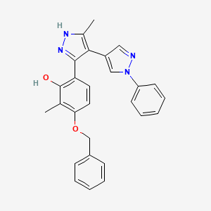 2-methyl-6-[5-methyl-4-(1-phenylpyrazol-4-yl)-1H-pyrazol-3-yl]-3-phenylmethoxyphenol