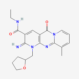 N-ethyl-6-imino-11-methyl-2-oxo-7-[(oxolan-2-yl)methyl]-1,7,9-triazatricyclo[8.4.0.0^{3,8}]tetradeca-3(8),4,9,11,13-pentaene-5-carboxamide